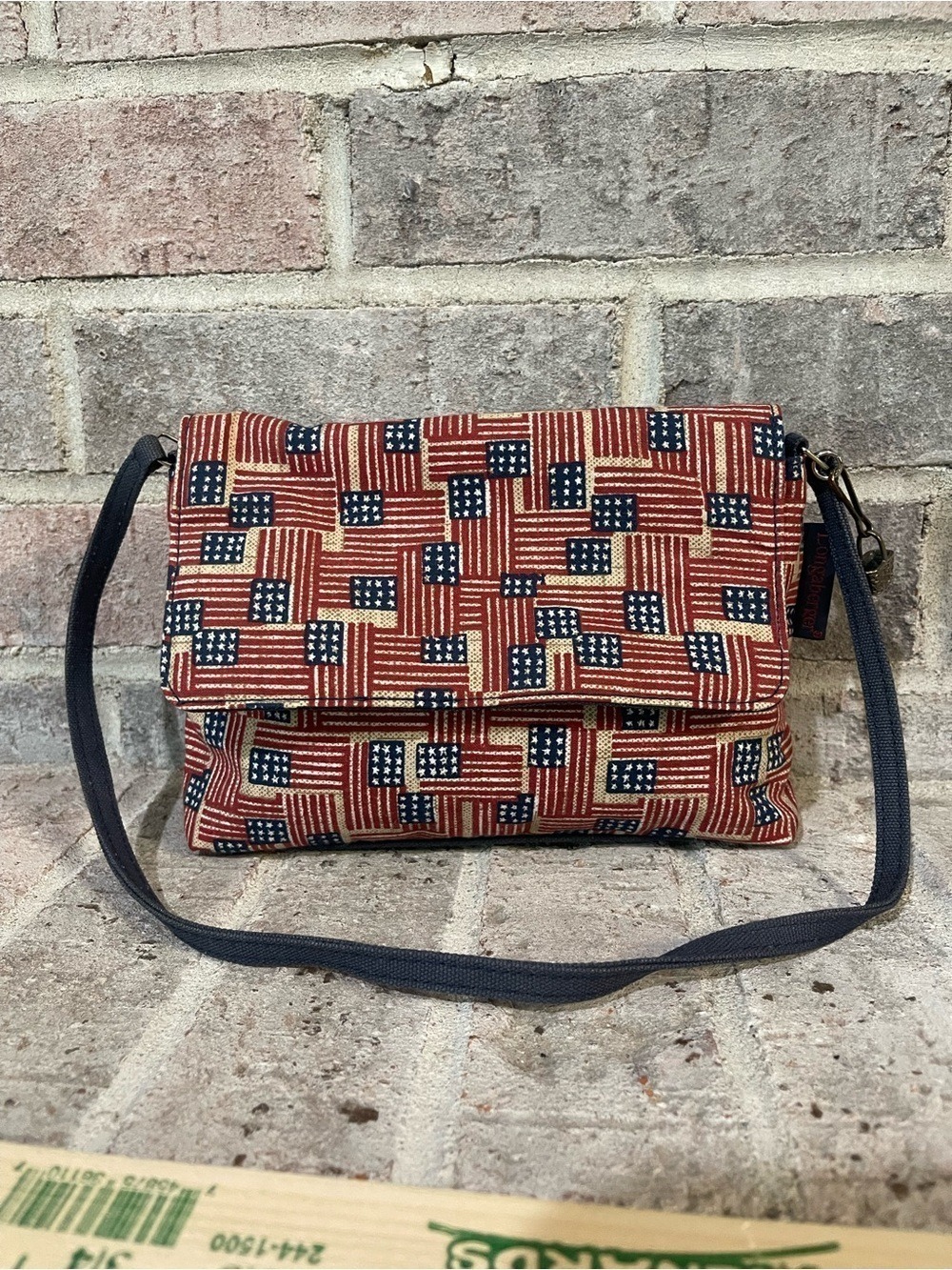 Longaberger Red and Navy American Flag Patchwork Crossbody Bag